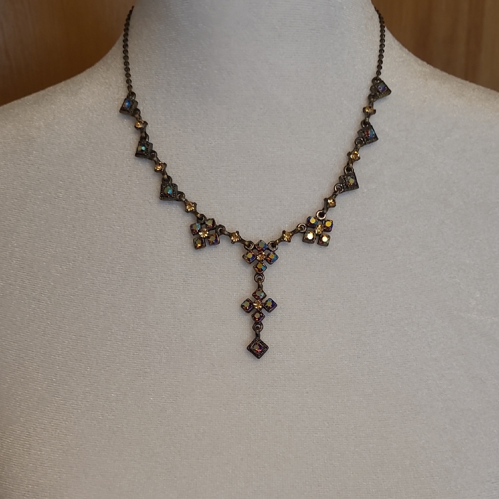 Elegant Gold and Multicolor Necklace and Earrings